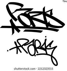 Graffiti tag with a black marker. Name of the city of Paris. No background in vector graphics.