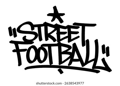Graffiti tag “Street Football” in bold black vector style. Combines urban street art with football culture, showcasing energetic lettering perfect for sports and youth-themed digital designs.
