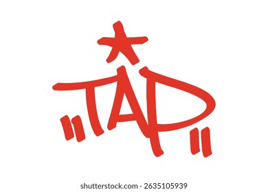 Graffiti tag “Tap” in bold red lettering on transparent background. Urban street art style, perfect for water themes, city vibes, and creative street projects.