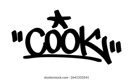 Graffiti tag “Cook” in bold street handstyle. Urban vector lettering with flavorful, creative vibe—perfect for food-themed merch, kitchen culture branding, and culinary lifestyle design.
