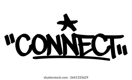 Graffiti tag “Connect” in bold street handstyle. Urban vector lettering with a digital and social vibe—ideal for tech-themed merch, networking graphics, and modern street-style branding.
