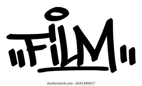Graffiti tag “Film” in bold street handstyle. Urban vector lettering with cinematic and creative vibe—ideal for movie-themed designs, visual storytelling, and filmmaker branding.
