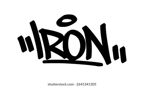 Graffiti tag “Iron” in bold street handstyle. Urban vector lettering with strong and industrial vibe—perfect for strength themes, metal-inspired graphics, and bold street-style designs.
