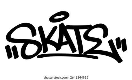 Graffiti tag “Skate” in bold street handstyle. Urban vector lettering with energetic and rebellious vibe—ideal for skateboarding culture and street-style designs.
