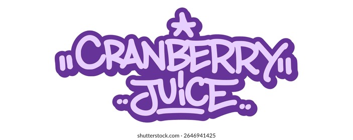 Graffiti tag de "Suco de Cranberry" em negrito, traços inspirados em tarte. Ótimo para bebidas saudáveis, visuais de café e designs vibrantes à base de frutas.
