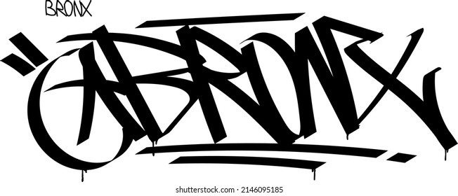 Graffiti tag Bronx, New York Bronx, inscription in black color Bronx in the style of graffiti tag.