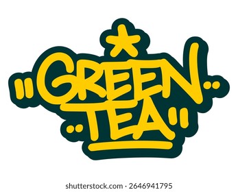 Graffiti tag of “Green Tea” in calm and fresh urban style with herbal vibe. Great for health-themed posters, cafe design, and clean branding.