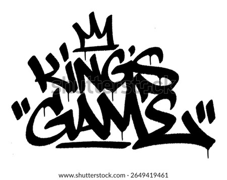 Graffiti tag “King’s Game” for Chess Day, smart urban mural with royal strategy creative vibe.