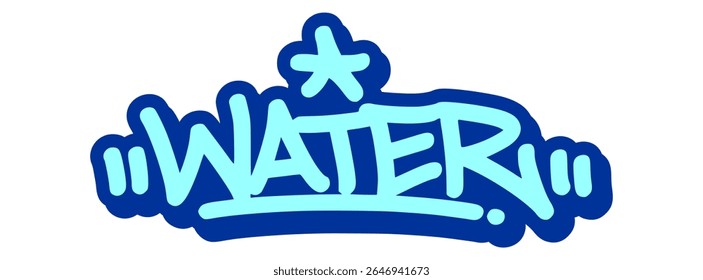 Graffiti tag of “Water” with clean bold lines and soft spray style. Great for eco-themed design, health visuals, and simple modern branding.