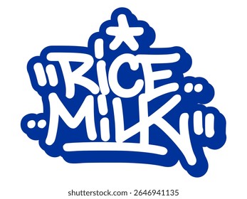 Graffiti tag of “Rice Milk” in clean soft graffiti style with natural vibe. Great for vegan-friendly visuals, minimal branding, and wellness drinks.