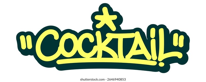 Graffiti tag of “Cocktail” in dynamic, colorful strokes with party vibes. Perfect for bar menus, event visuals, and modern beverage branding.