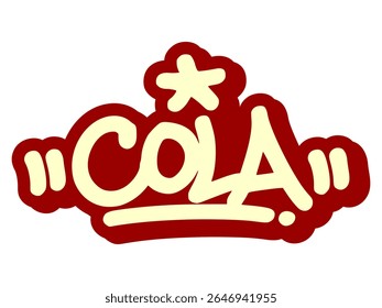 Graffiti tag of “Cola” with energetic bold lines and fizz-inspired strokes. Ideal for soda label, retro designs, and youth-oriented street art themes.