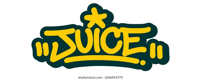 Graffiti tag of “Juice” with energetic style and splash texture. Great for juice bar branding, lifestyle posters, and fun product design.