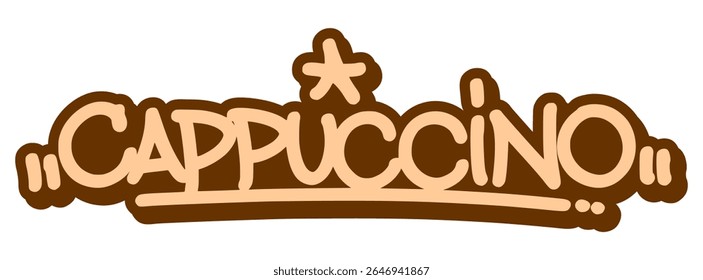 Graffiti tag of “Cappuccino” in foamy textured style with soft spray touch. Ideal for cafe decor, menu design, and cozy urban branding.
