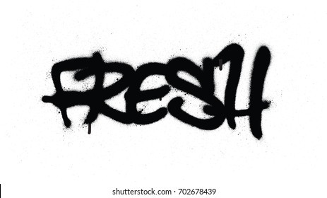 graffiti tag fresh sprayed with leak in black on white