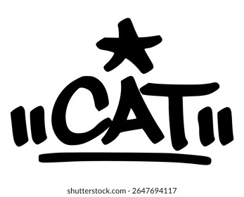 Graffiti tag of “Cat” with hand-drawn black style and bold strokes. Urban street art perfect for pet lovers, stickers, fashion, and youth designs.