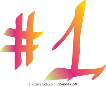 Graffiti tag hashtag number one on a white background. Vector art