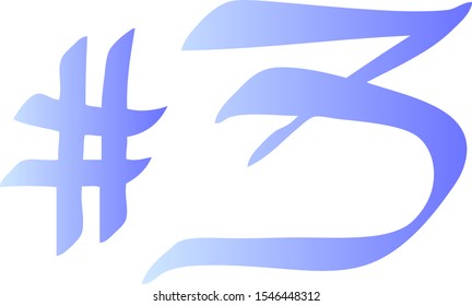 Graffiti tag hashtag number three on a white background. Vector art