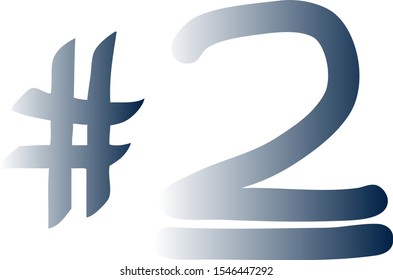 Graffiti tag hashtag number two on a white background. Vector art