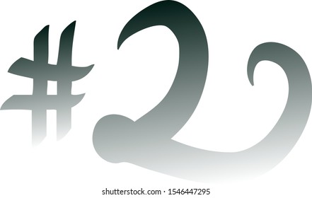 Graffiti tag hashtag number two on a white background. Vector art