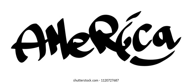 Graffiti tag inscription America on a white background.