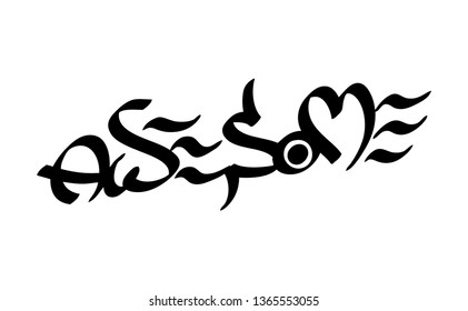 Graffiti tag inscription awesome on a white background. Vector art.