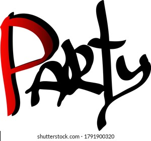 Graffiti tag inscription party on a white background. Vector art.