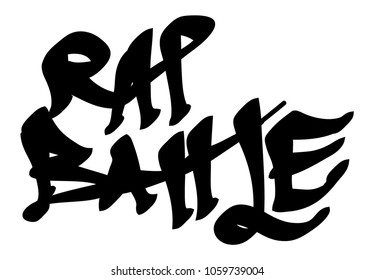 Graffiti tag inscription rap battle on a white background. Vector art.