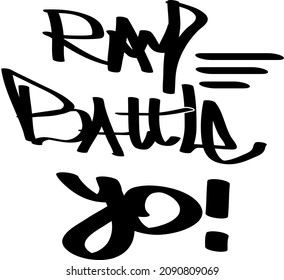 Graffiti tag inscription rap battle on a white background. Vector art