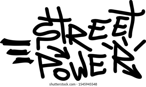 Graffiti tag inscription STREET POWER on a white background. Vector art.