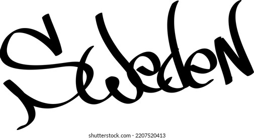 Graffiti tag inscription Sweden on a white background. Vector art.