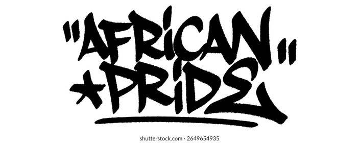 Grafite com a tag "Orgulho Africano" no Dia da Independência da Libéria, mural urbano com letras arrojadas que mostram orgulho cultural, força e herança no estilo da arte de rua.