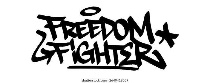 Grafite tag "Combatente da Liberdade" para o Dia da Mandela, ousado mural urbano ativista com justiça e coragem.