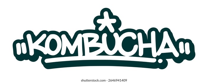 Marca de grafite de "Kombucha" com vibrações orgânicas e letras cruas. Perfeito para produtos focados na saúde, cafés modernos e design de bebidas fermentadas.