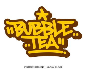 Graffiti tag of “Bubble Tea” with playful bold font and tapioca theme. Great for youth-focused merch, cafe visuals, and drink branding.