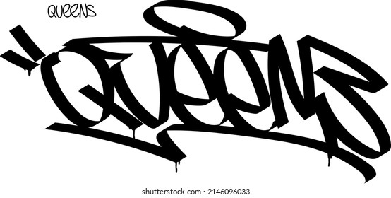 Graffiti tag Queens, New York Queens, inscription in black Queens in the style of a graffiti tag.