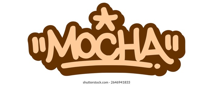 Graffiti tag of “Mocha” in rich chocolate tones with stylish spray strokes. Ideal for cozy drink branding, cafe themes, and lifestyle designs.