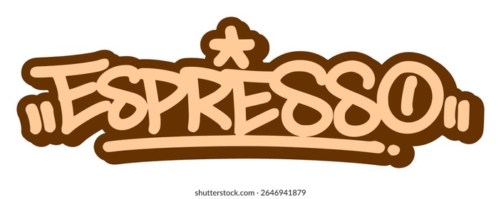 Graffiti tag de "Espresso" em traços afiados e arrojados com textura de spray escuro. Perfeito para temas de bar de café, design intenso vibração e visuais de café urbano.