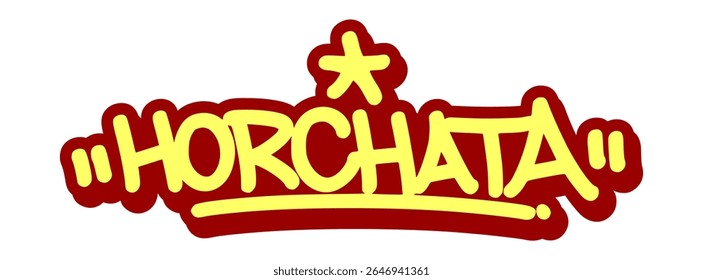 Graffiti tag de "Horchata" em tons cremosos suaves com spray texturizado. Ótimo para visuais inspirados em latim, arte de bebida doce e marca de café.
