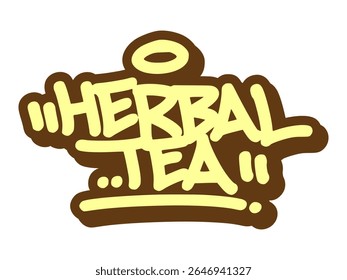Graffiti tag of “Herbal Tea” with soft natural style and leafy spray details. Great for wellness visuals, cafe branding, and minimal drink designs.