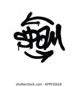graffiti tag spam sprayed with leak in black on white