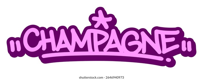 Graffiti tag of “Champagne” in sparkling festive style with elegant curves. Great for luxury drink branding, party visuals, and modern celebration designs.