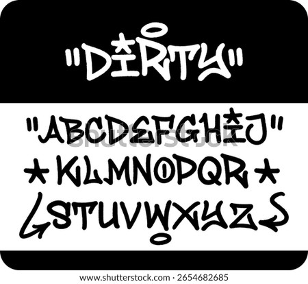 Graffiti tag “Dirty” with spray paint effect and drip details. Transparent background, perfect for streetwear, stickers, or bold urban visuals.