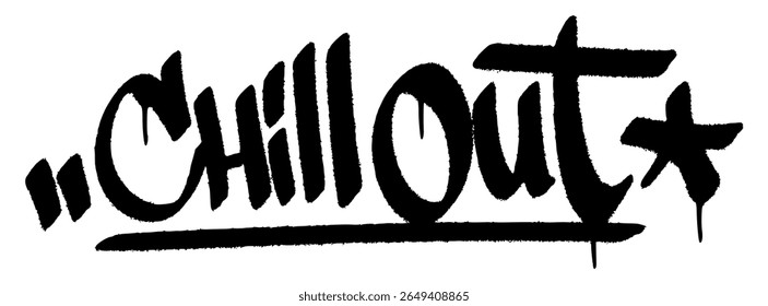 Graffiti tag “Chill Out” street art urban for Ice Cream Day, cool playful mural with sweet summer vibes.