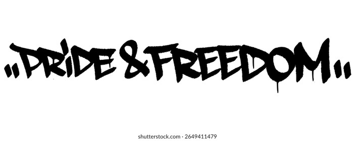 Graffiti tag “Pride and Freedom” street art urban for Colombia Independence Day, powerful mural with national pride.