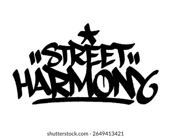 Graffiti tag "Street Harmony" street art urban para Barbershop Music Day, ritmo criativo mural de mistura e estilo.