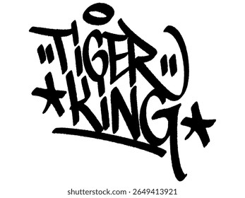 Grafite tag "Rei Tigre" arte de rua urbana para o Dia Internacional do Tigre, mural ousado com energia selvagem e poderosa.