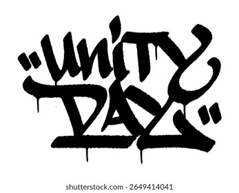 Graffiti tag "Unity Day" street art urban for Belgium National Day, mural patriótico com solidariedade e orgulho.