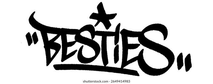 Graffiti tag "Besties" street art urban for Friendship Day Índia, mural brincalhão celebrando a amizade e o amor.