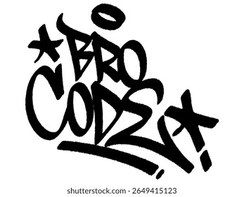 Graffiti tag “Bro Code” street art urban for Friendship Day India, bold mural celebrating brotherhood and bonds.
